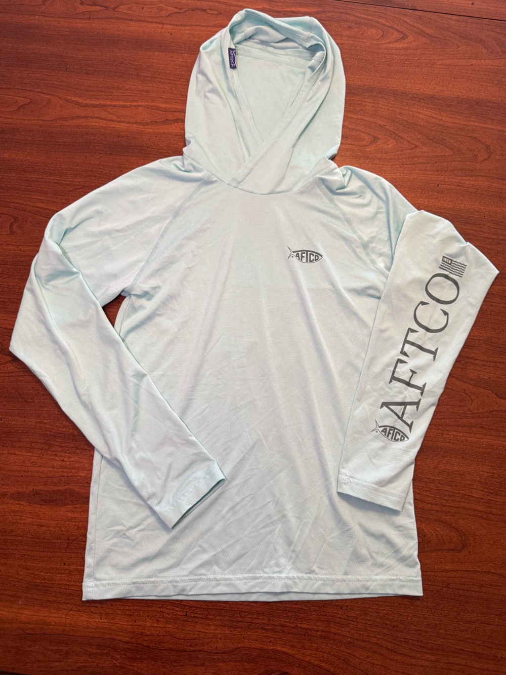 Aftco Youth Samurai LS Shirt Built-in Buff | Medium | Blueish Green